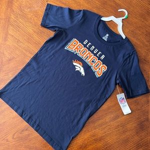 NFL youth L (14/16) Denver Broncos football short sleeve navy blue tee NEW NWT